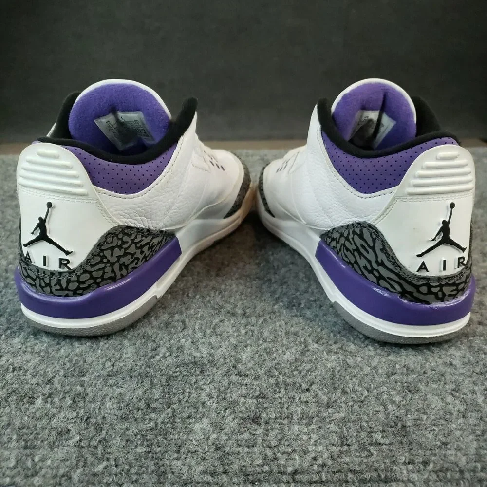 Nike Air Jordan 3 Retro Shoes Youth Boys Size 7 Purple White Sneakers DM0967-105